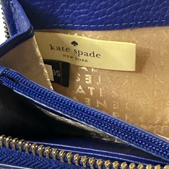 Kate Spade Laurel Way Neda Large Wallet Pebbled Leather Zip Up Cornflower Blue - Picture 6 of 14